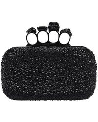 McQueen - Four-ring Crystal-embellished Leather Clutch Bag - Lyst