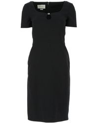 Gucci - Buckle-detailed Sweetheart Neck Dress - Lyst