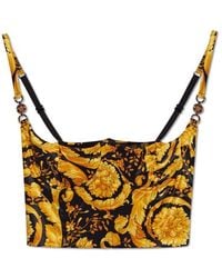 Versace - Barocco-printed Stretched Bustier Top - Lyst