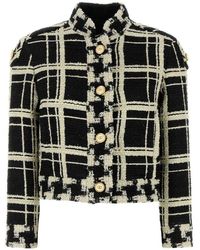 Valentino - Checked Straight Hem Tweed Jacket - Lyst