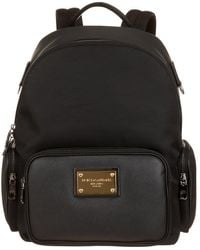 Dolce & Gabbana Dolce & Gabban Logo-plaque Zipped Backpack - Black