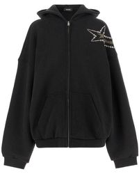 we11done - Embellished Zipped Hoodie - Lyst