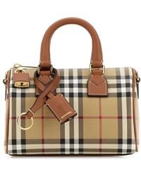 Burberry - Printed Canvas Mini Check Handbag - Lyst