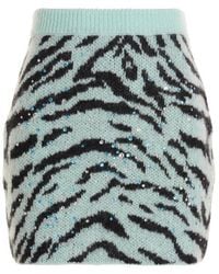 Alessandra Rich - Zebra Intarsia-knitted Embellished Mini Skirt - Lyst