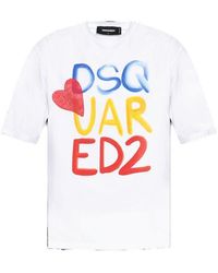 DSquared² - Summer Lovers Logo Printed Loose Fit T-Shirt - Lyst