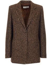 Max Mara Giove Tweed Blazer - Brown