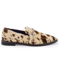 Stella McCartney - Falabella Animal-printed Chain-linked Loafers - Lyst