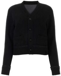 Sacai - Black Cashmere Blend Cashmere Knit Cardigan - Lyst