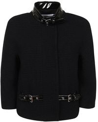 Moschino - Buckle Detailed Crop-sleeved Jacket - Lyst