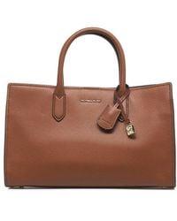 MICHAEL Michael Kors - Leather Satchel Bag with Detachable Strap - Lyst