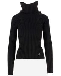 Blumarine - Ribbed-knit Roll-neck Cut-out Jumper - Lyst