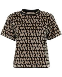 Valentino - All-over Logo Patterned Crewneck T-shirt - Lyst