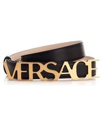 Versace - Black Logo Buckle Belt - Lyst