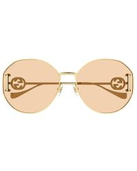 Gucci - Round Frame Sunglasses - Lyst