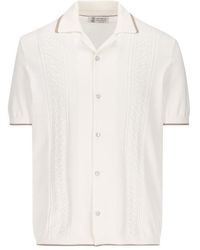 Brunello Cucinelli - Contrasted-trim Knitted Shirt - Lyst