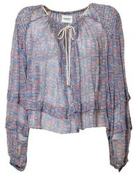 Isabel Marant - Floral-printed Tie-neck Layered Blouse - Lyst