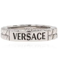 Versace - Brass Ring With Logo - Lyst
