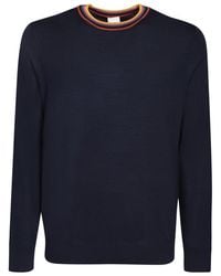Paul Smith - Striped Details Blue Sweater - Lyst