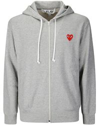 COMME DES GARÇONS PLAY - Heart Logo Patch Zip-Up Hoodie - Lyst