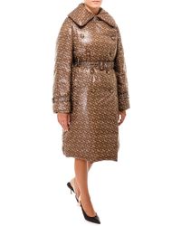 Burberry Monogram Print Padded Trench Coat - Brown