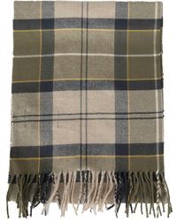 Barbour - Check-printed Frayed-edge Scarf - Lyst