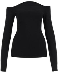 Valentino - Off-shoulder Long-sleeved Knitted Top - Lyst
