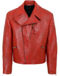 Prada Leather Biker Jacket - Red