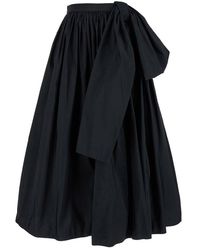 Alexander McQueen - Bow-detailed Gathered A-line Midi Skirt - Lyst