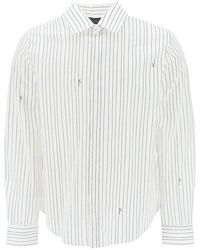 Amiri - Striped Shirt With Staggered Logo - Lyst