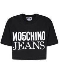Moschino - Jeans Logo-printed Crewneck Cropped T-shirt - Lyst