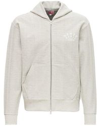 KENZO Dragon Embroidery Zip Front Hoodie in Black for Men