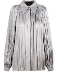 Alberta Ferretti - Satin Pleated Shirt - Lyst