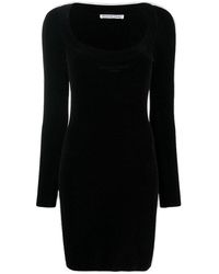 Alexander Wang - Black Cotton Blend Logo Mini Dress - Lyst