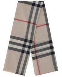 Burberry - Giant Check Frayed-edge Scarf - Lyst