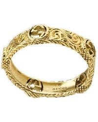 Gucci - Yellow Gold Ring With Interlocking G - Lyst