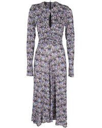 Isabel Marant - Floral-print Long-sleeve Midi Dress - Lyst