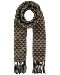 Prada - Embroidered Wool Blend Scarf - Lyst