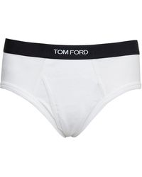 Tom Ford White Cotton Briefs With Logo