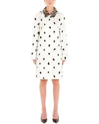 Burberry Animal Print Cotton Car Coat - White