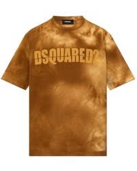 DSquared² - Logo Printed Tie-dyed Crewneck T-shirt - Lyst