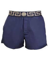 Versace Greca Logo Stretched Swim Shorts - Blue