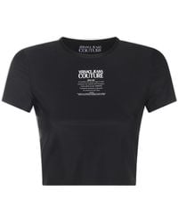 Versace - Logo-printed Crewneck Cropped T-shirt - Lyst
