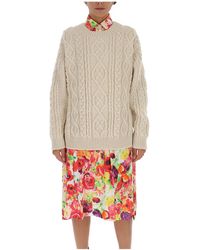 Junya Watanabe Layered Sweater Floral Print Dress - Multicolor