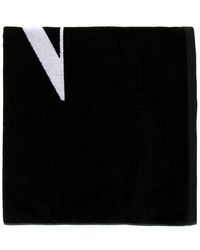 Valentino Vltn Logo Beach Towel - Black