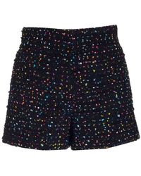 Valentino Speckled Tweed Shorts - Black