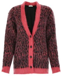 Saint Laurent - Leopard Knitted Cardigan - Lyst