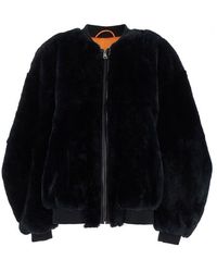 Numerootto - Fur Bomber Jacket With Zip - Lyst