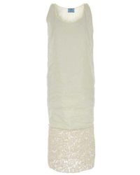Prada - Lace Detailed Sleeveless Dress - Lyst