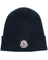 Moncler Blue Wool Beanie Hat