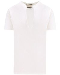 Gucci - Open Neck T Shirt - Lyst